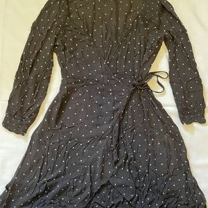 American eagle polka dot wrap mini dress
